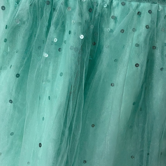 MINT GREEN SEQUIN AND TULE FORMAL LONG DRESS - Picture 5 of 13